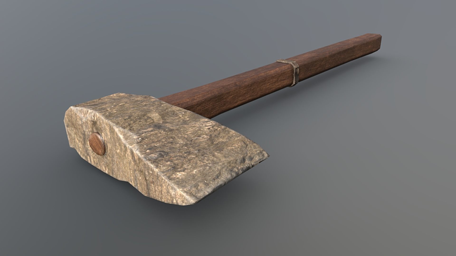 Axe - Stone Low-poly 3D model_3