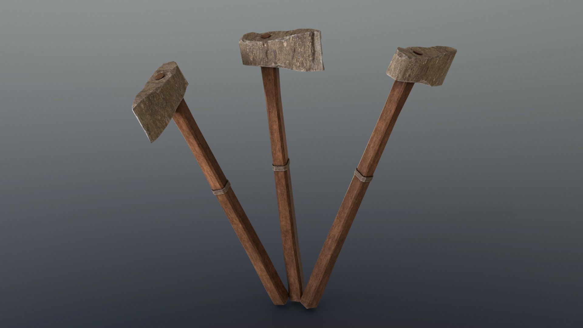 Axe - Stone Low-poly 3D model_5