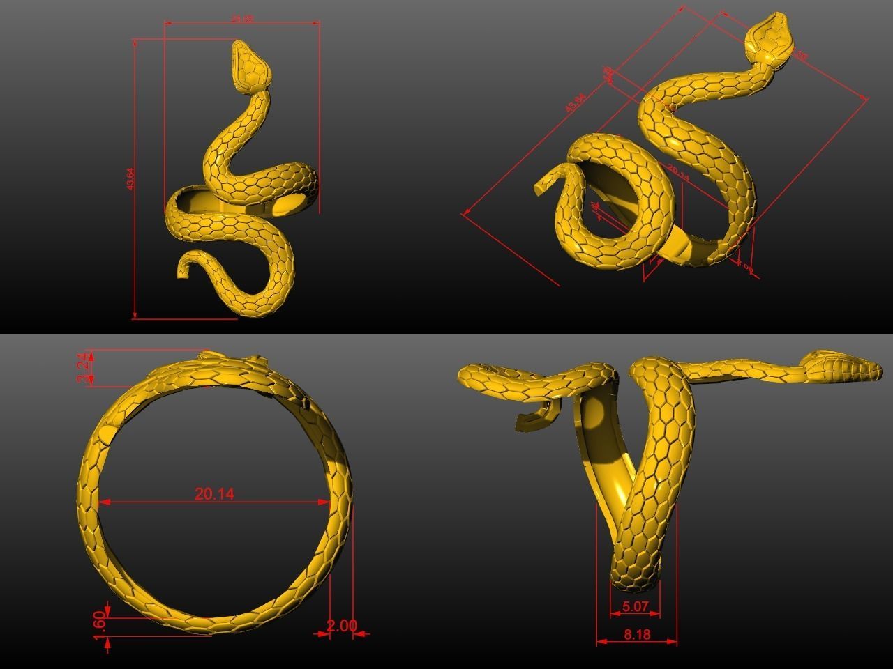 snake ring  3D print model_1