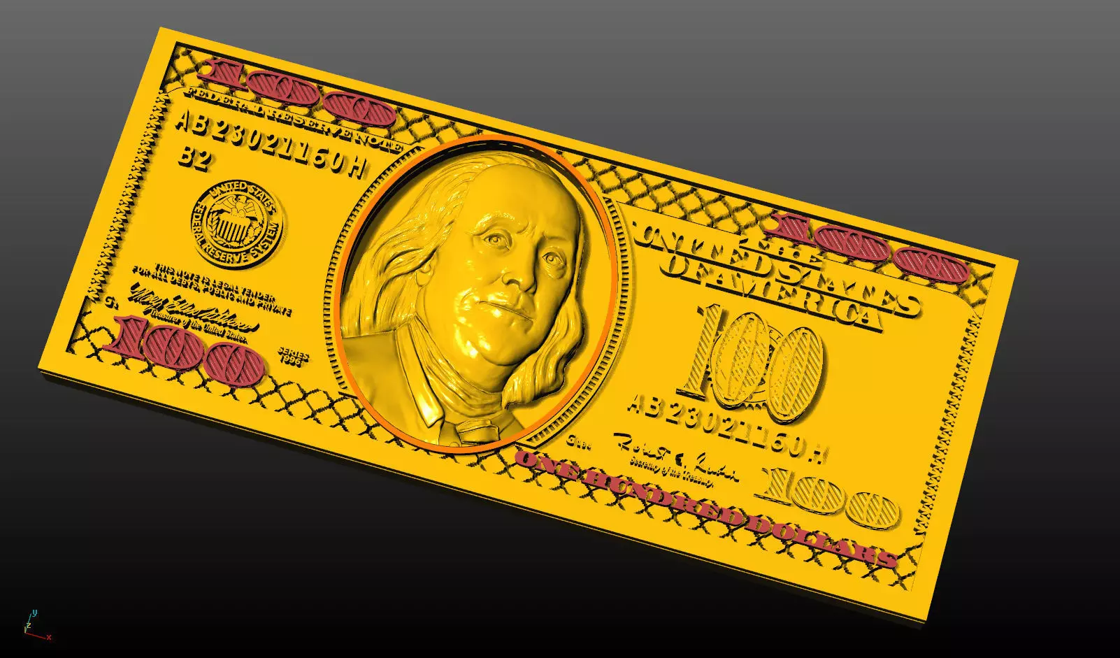 hundred bucks pendant  3D print model_0