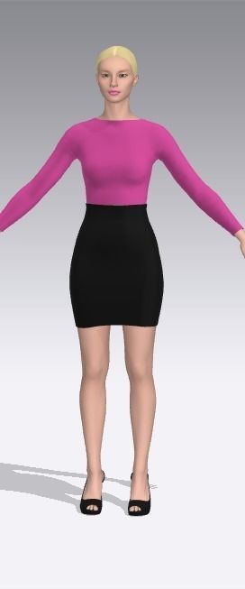Blouse and skirt model pink  3D model_3
