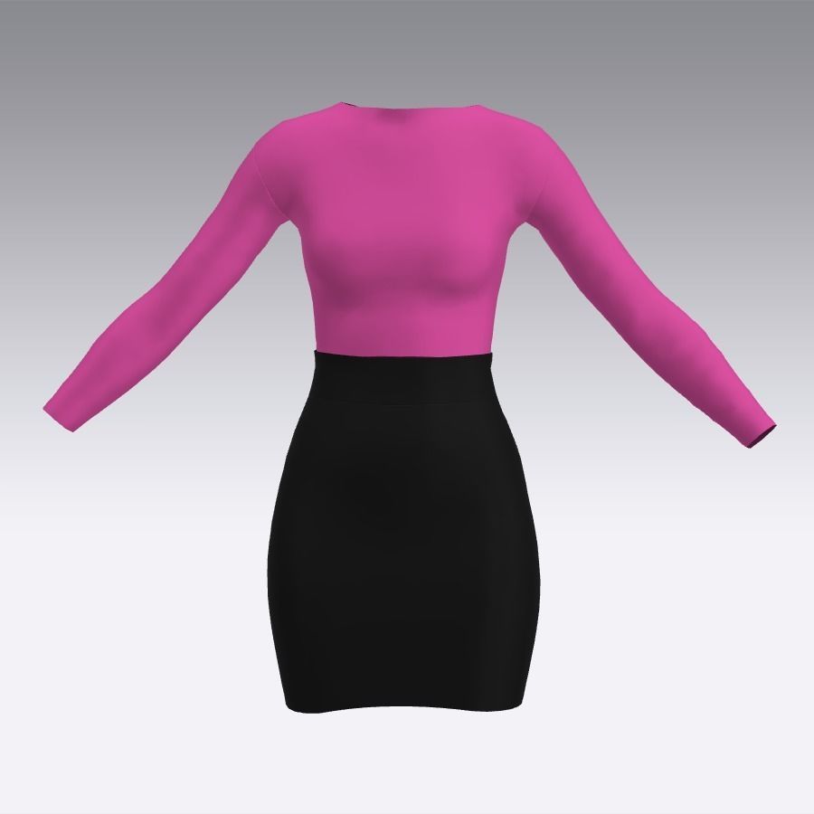 Blouse and skirt model pink  3D model_2