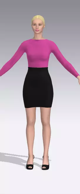 Blouse and skirt model pink  3D model_0