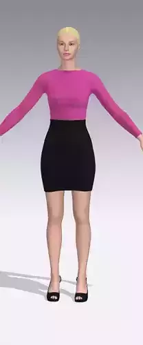 Blouse and skirt model pink  3D model