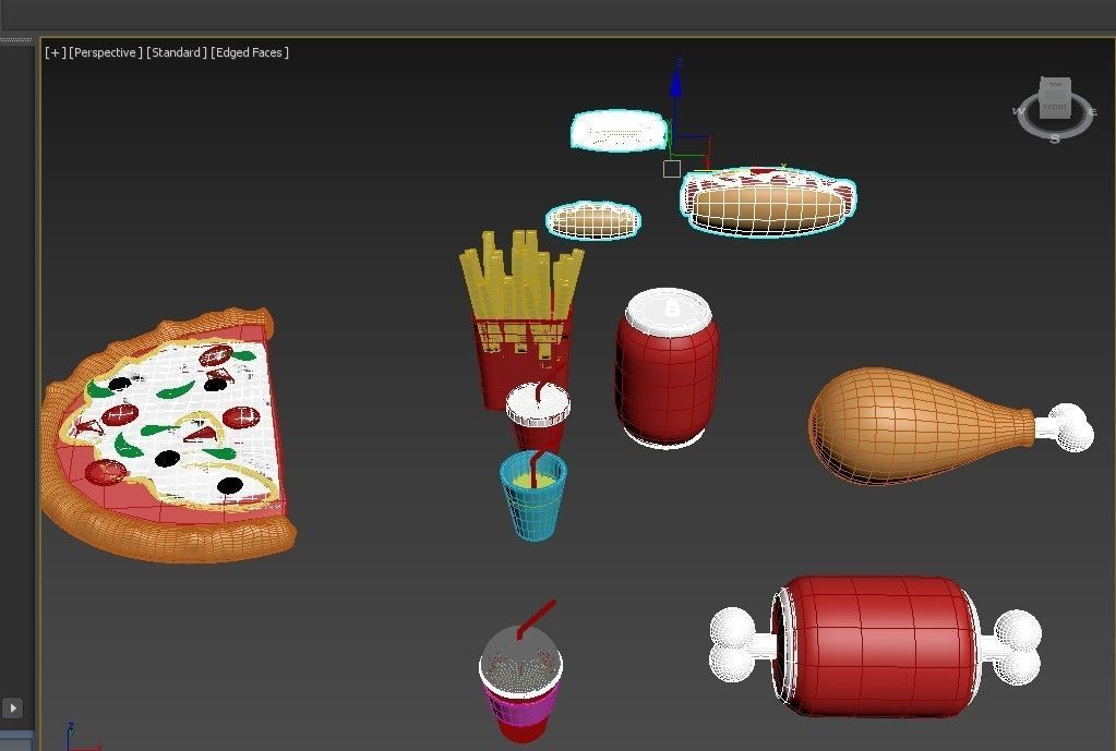 3D food  icon  set Low-poly 3D model_18
