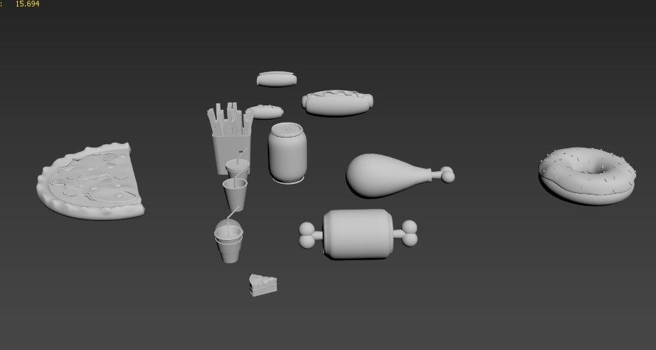 3D food  icon  set Low-poly 3D model_25