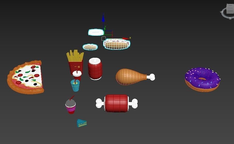 3D food  icon  set Low-poly 3D model_21