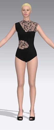 Lace detail swimwear swimsuit  Low-poly 3D model