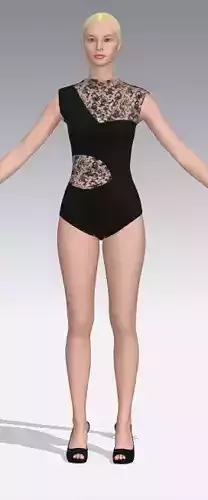 Lace detail swimwear swimsuit  Low-poly 3D model