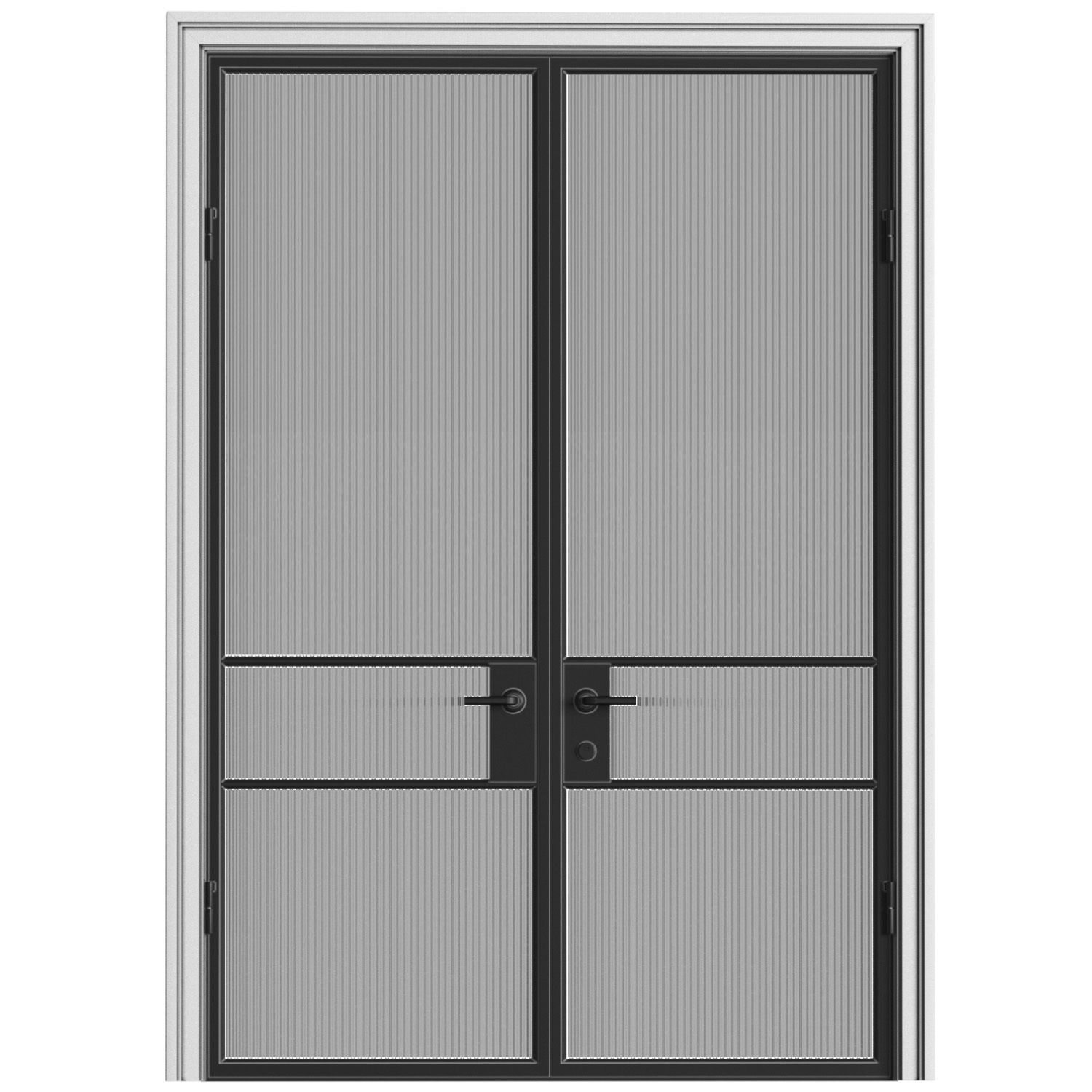 Glass fluted Entrance Loft Interior Doors 3D model_1