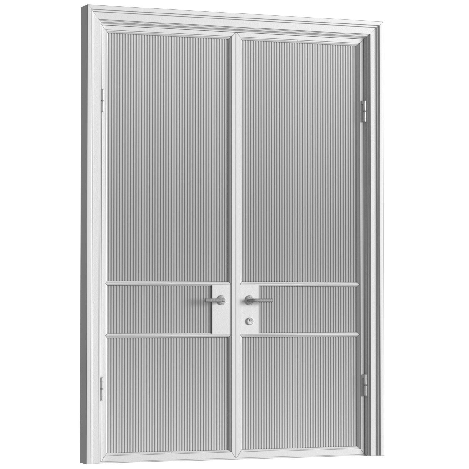 Glass fluted Entrance Loft Interior Doors 3D model_3