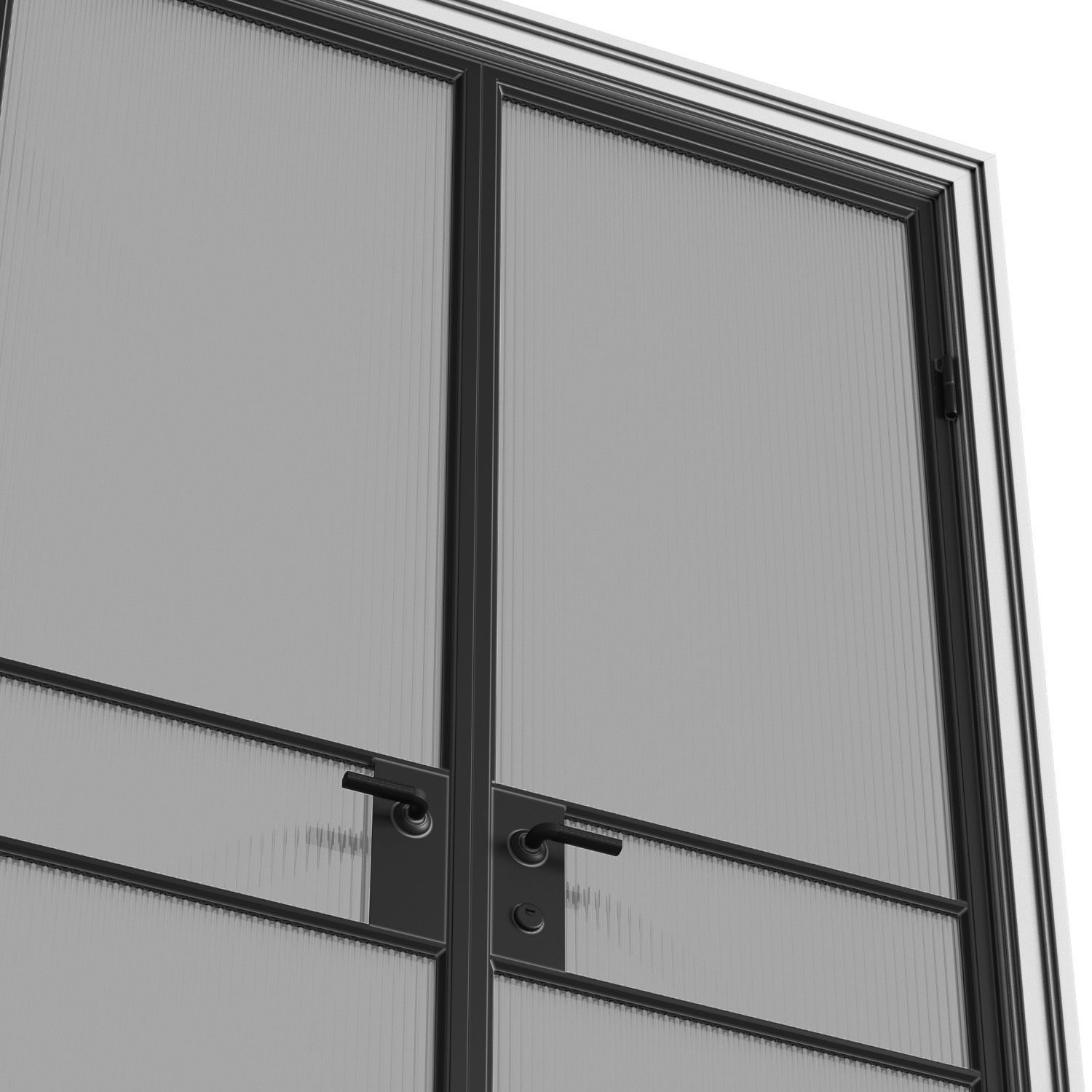 Glass fluted Entrance Loft Interior Doors 3D model_2