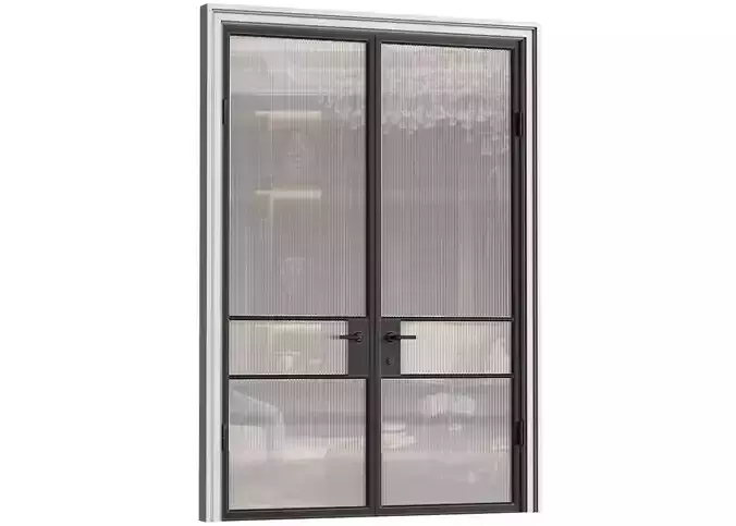 Glass fluted Entrance Loft Interior Doors 3D model