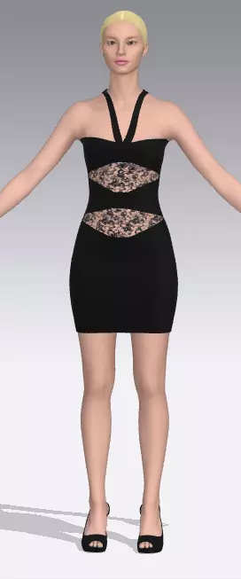 Dress black strap heart shaped Low-poly 3D model_0