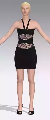 Dress black strap heart shaped Low-poly 3D model