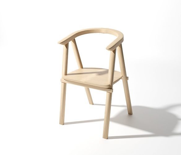 Oak Wood Chair Free 3D model