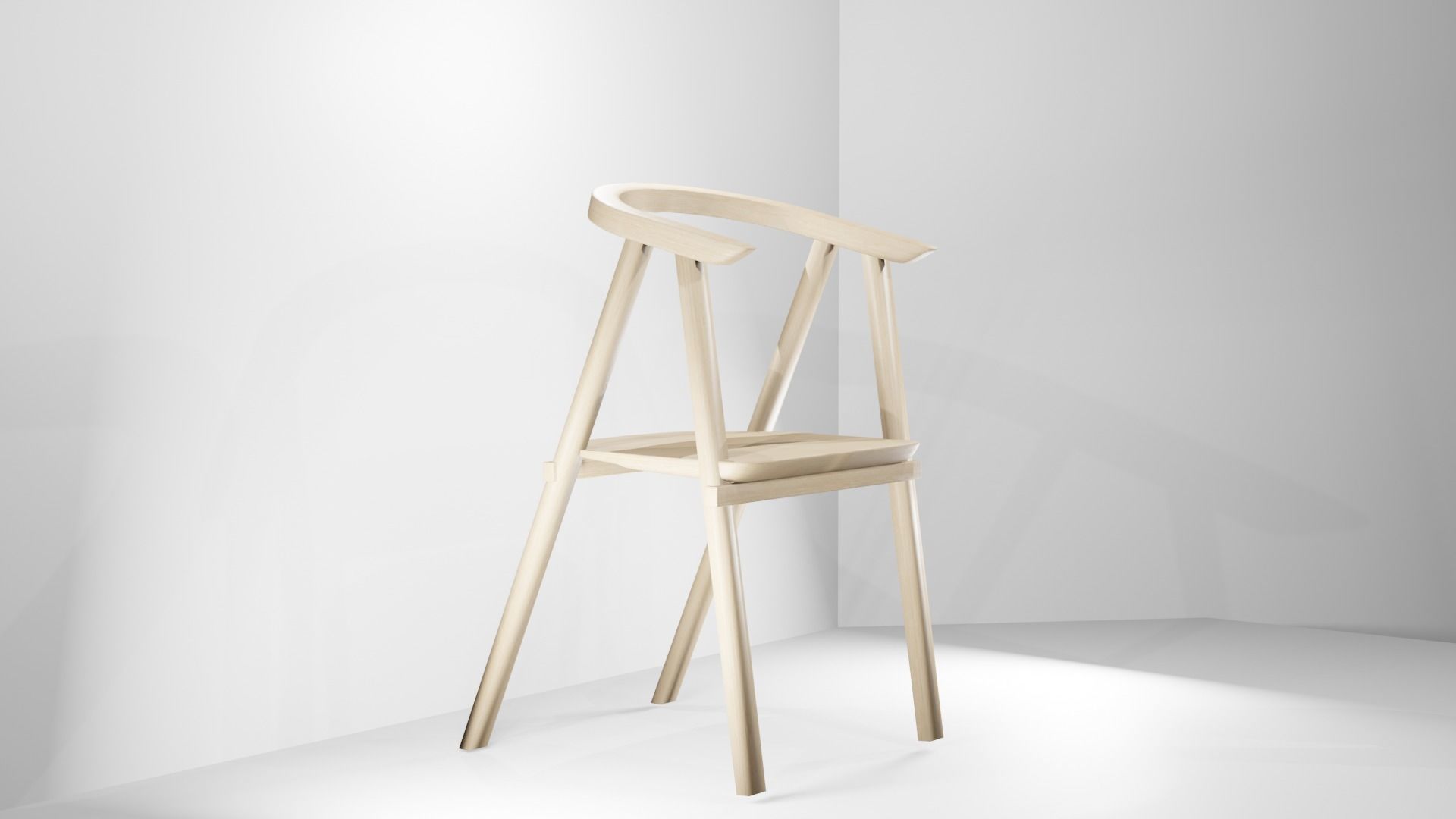 Oak Wood Chair Free 3D model_3
