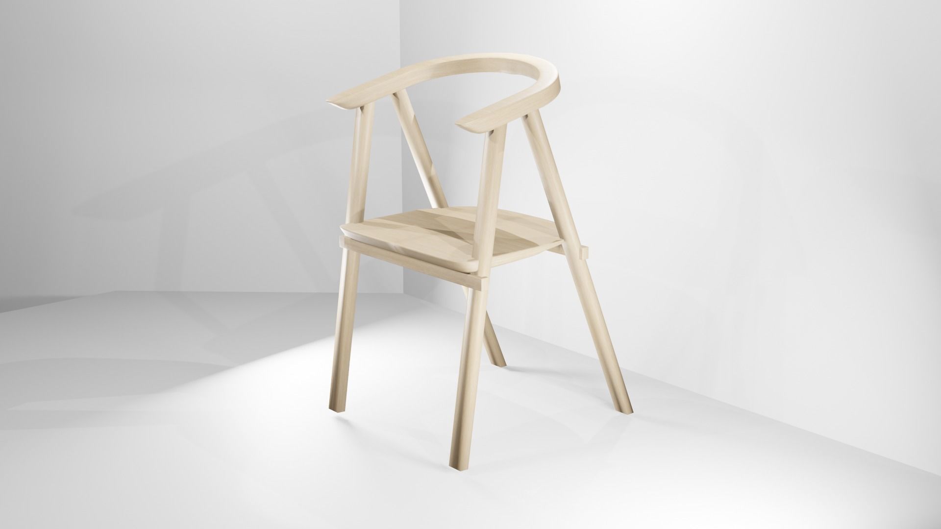 Oak Wood Chair Free 3D model_1