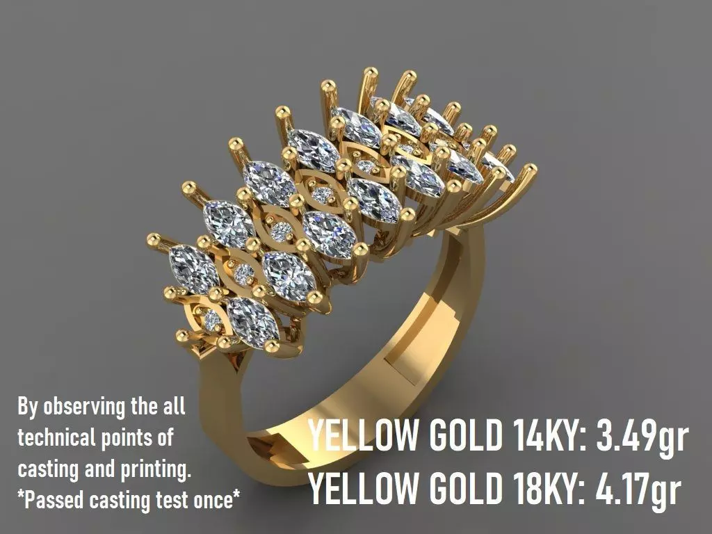Wedding Engagement Ring With Marquise Stones 22 - Free 3D print model