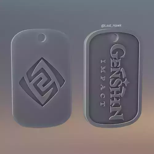 Geo dogtag Genshin Impact 3D print model