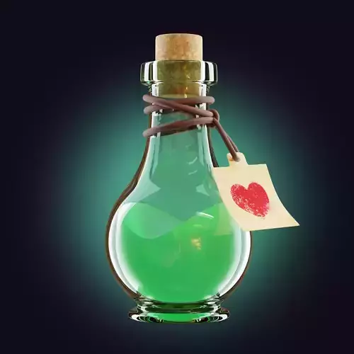 Stylized Fantasy Potion Bottle with Liquid