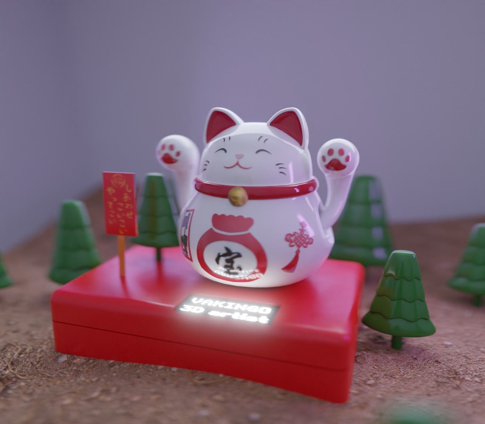 Lucky cat 3D model_3