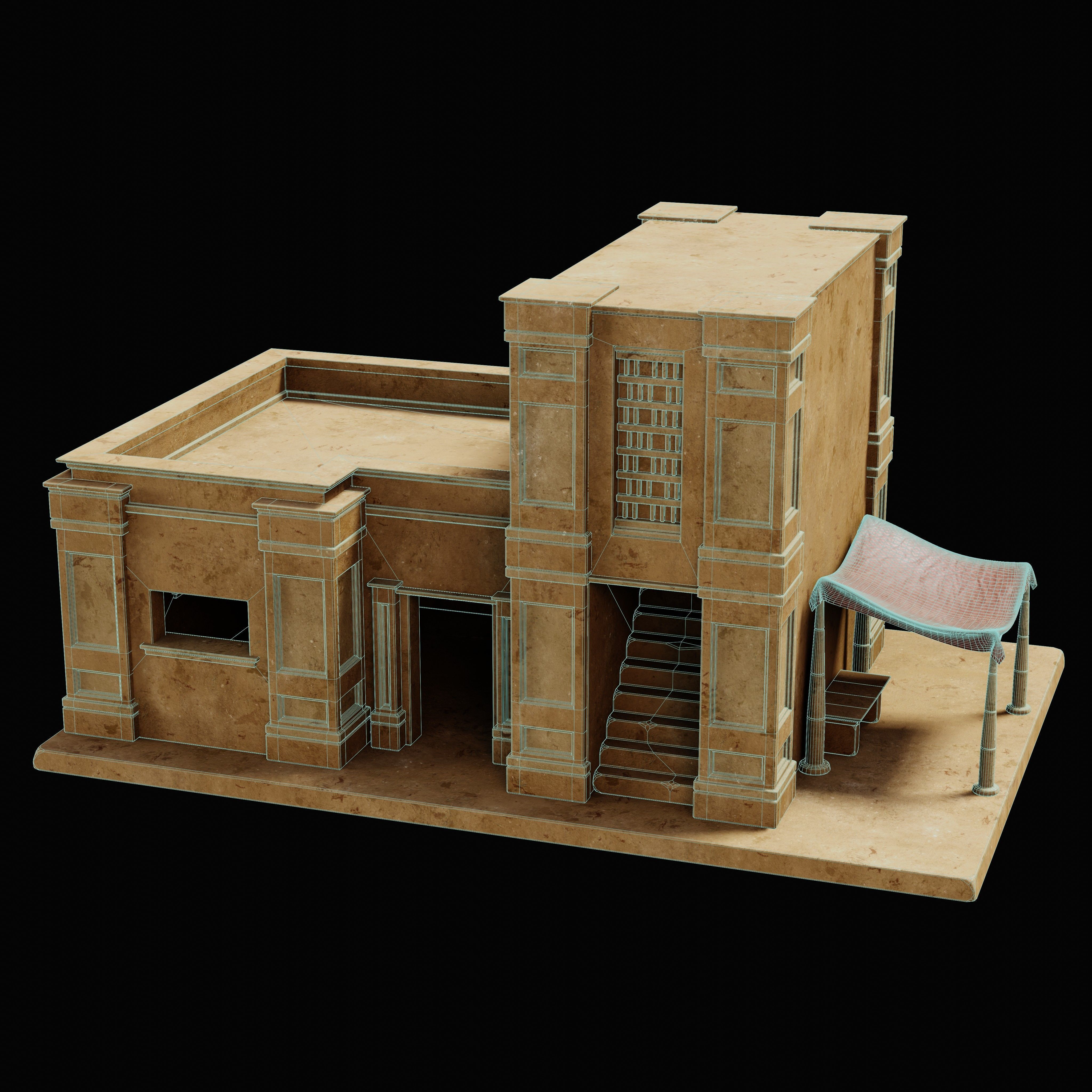 EGYPTIAN ARAB DESERT HOUSE HUT CLAY COTTAGE SHELTER COLLECTION Low-poly 3D model_36