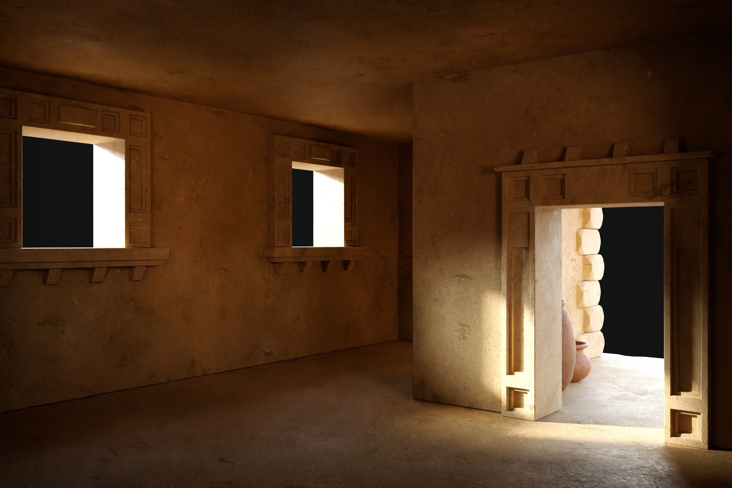 EGYPTIAN ARAB DESERT HOUSE HUT CLAY COTTAGE SHELTER COLLECTION Low-poly 3D model_5