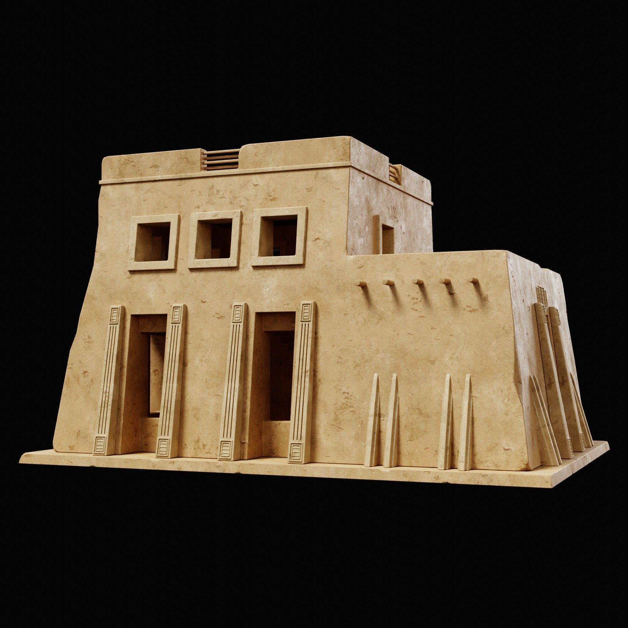 EGYPTIAN ARAB DESERT HOUSE HUT CLAY COTTAGE SHELTER COLLECTION Low-poly 3D model_7