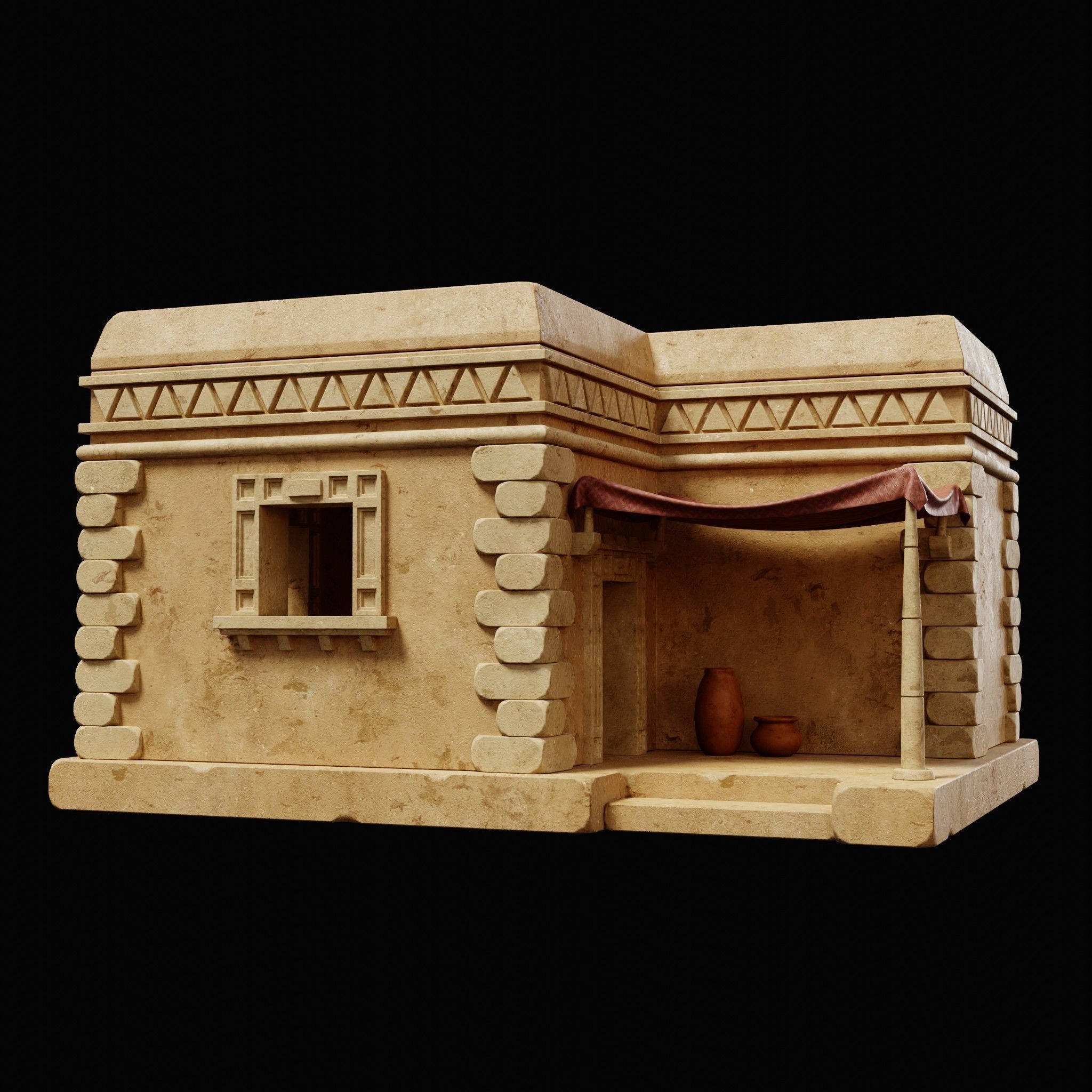 EGYPTIAN ARAB DESERT HOUSE HUT CLAY COTTAGE SHELTER COLLECTION Low-poly 3D model_2