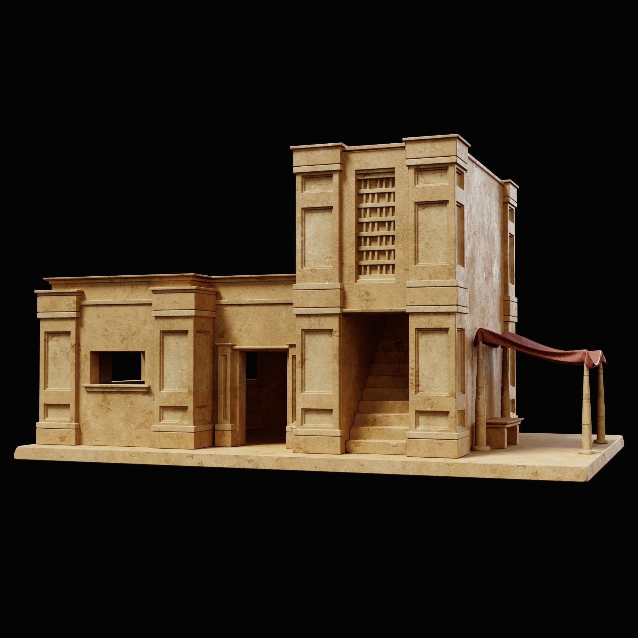 EGYPTIAN ARAB DESERT HOUSE HUT CLAY COTTAGE SHELTER COLLECTION Low-poly 3D model_32