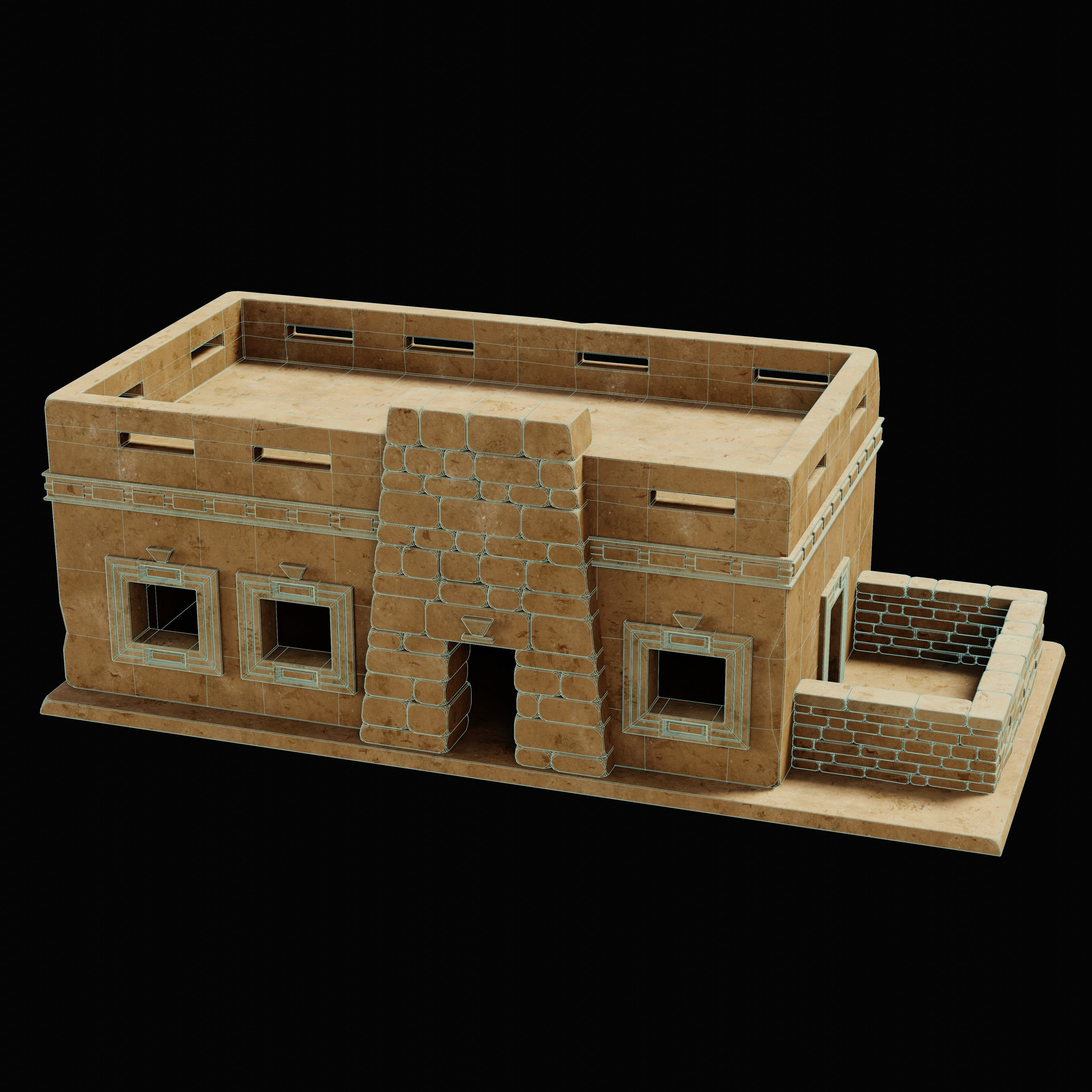 EGYPTIAN ARAB DESERT HOUSE HUT CLAY COTTAGE SHELTER COLLECTION Low-poly 3D model_16