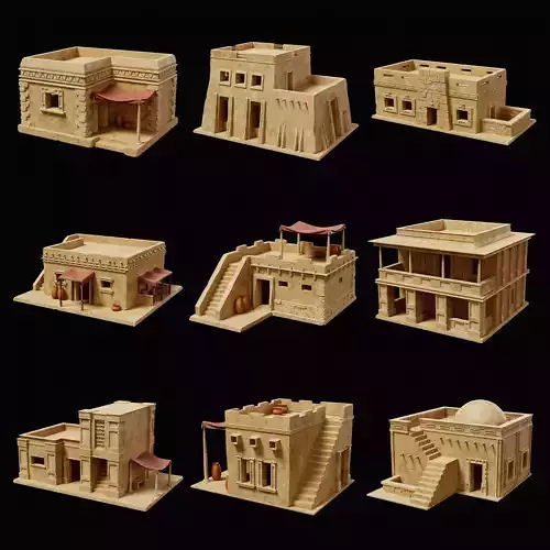 EGYPTIAN ARAB DESERT HOUSE HUT CLAY COTTAGE SHELTER COLLECTION Low-poly 3D model