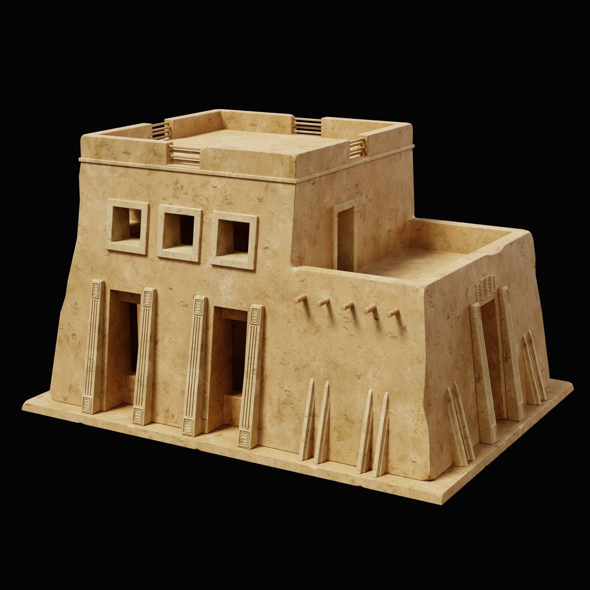 EGYPTIAN ARAB DESERT HOUSE HUT CLAY COTTAGE SHELTER COLLECTION Low-poly 3D model_8