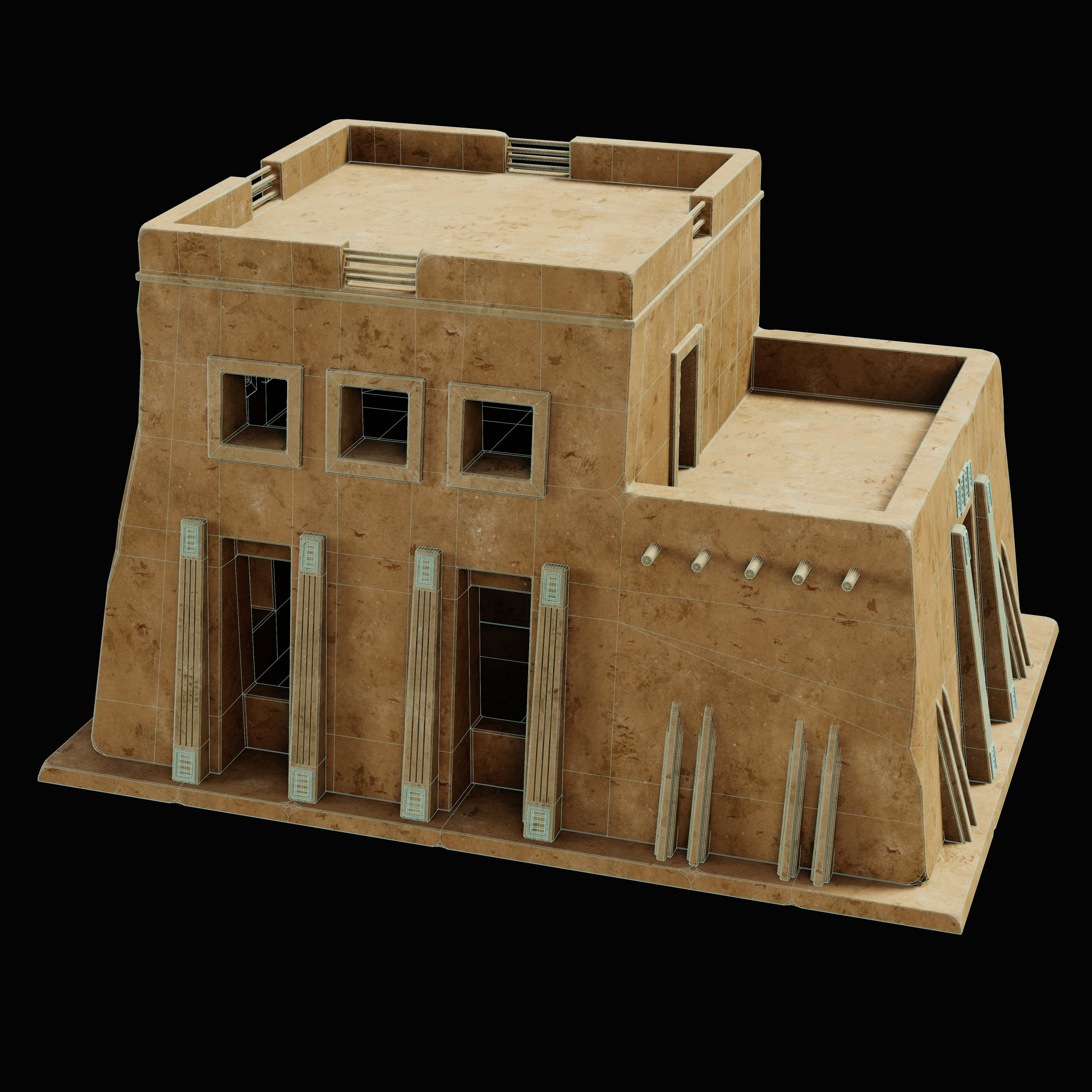 EGYPTIAN ARAB DESERT HOUSE HUT CLAY COTTAGE SHELTER COLLECTION Low-poly 3D model_11