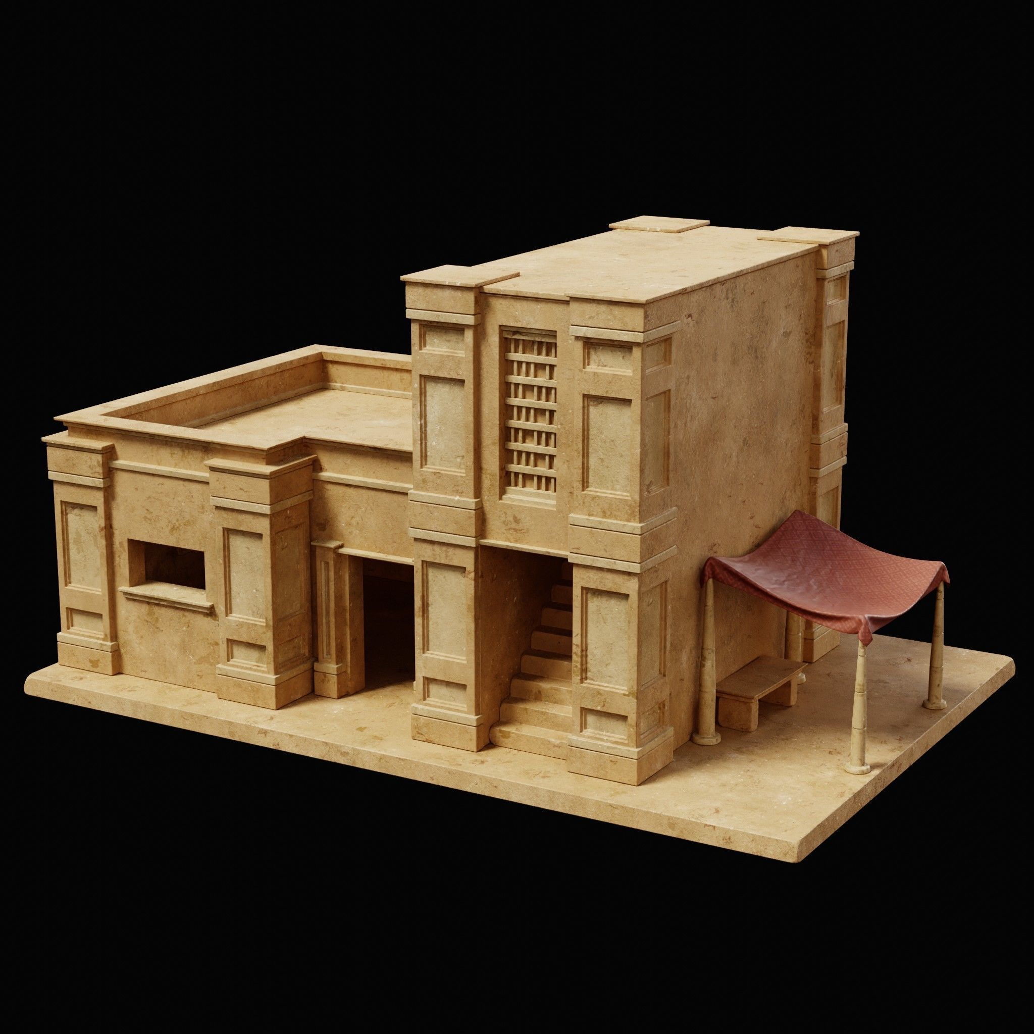 EGYPTIAN ARAB DESERT HOUSE HUT CLAY COTTAGE SHELTER COLLECTION Low-poly 3D model_33