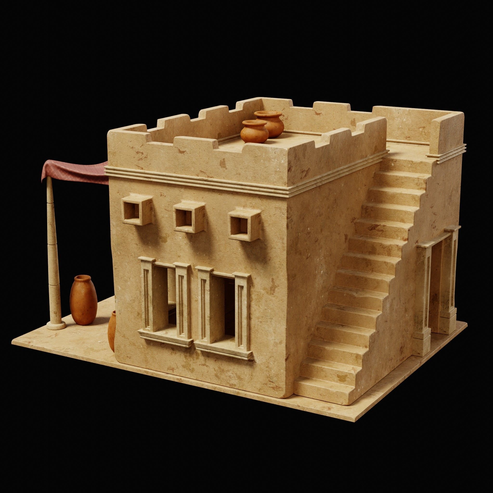 EGYPTIAN ARAB DESERT HOUSE HUT CLAY COTTAGE SHELTER COLLECTION Low-poly 3D model_38