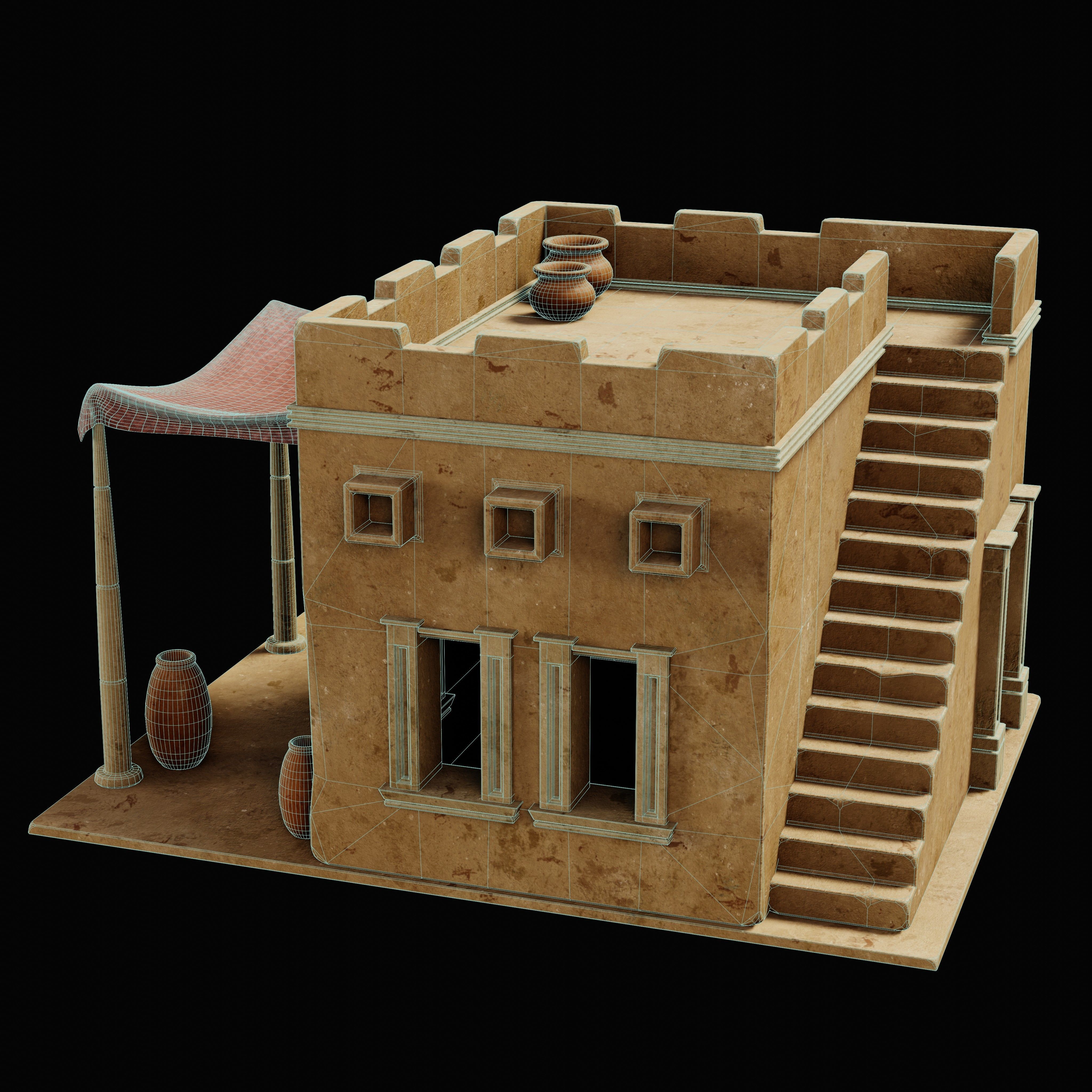 EGYPTIAN ARAB DESERT HOUSE HUT CLAY COTTAGE SHELTER COLLECTION Low-poly 3D model_41