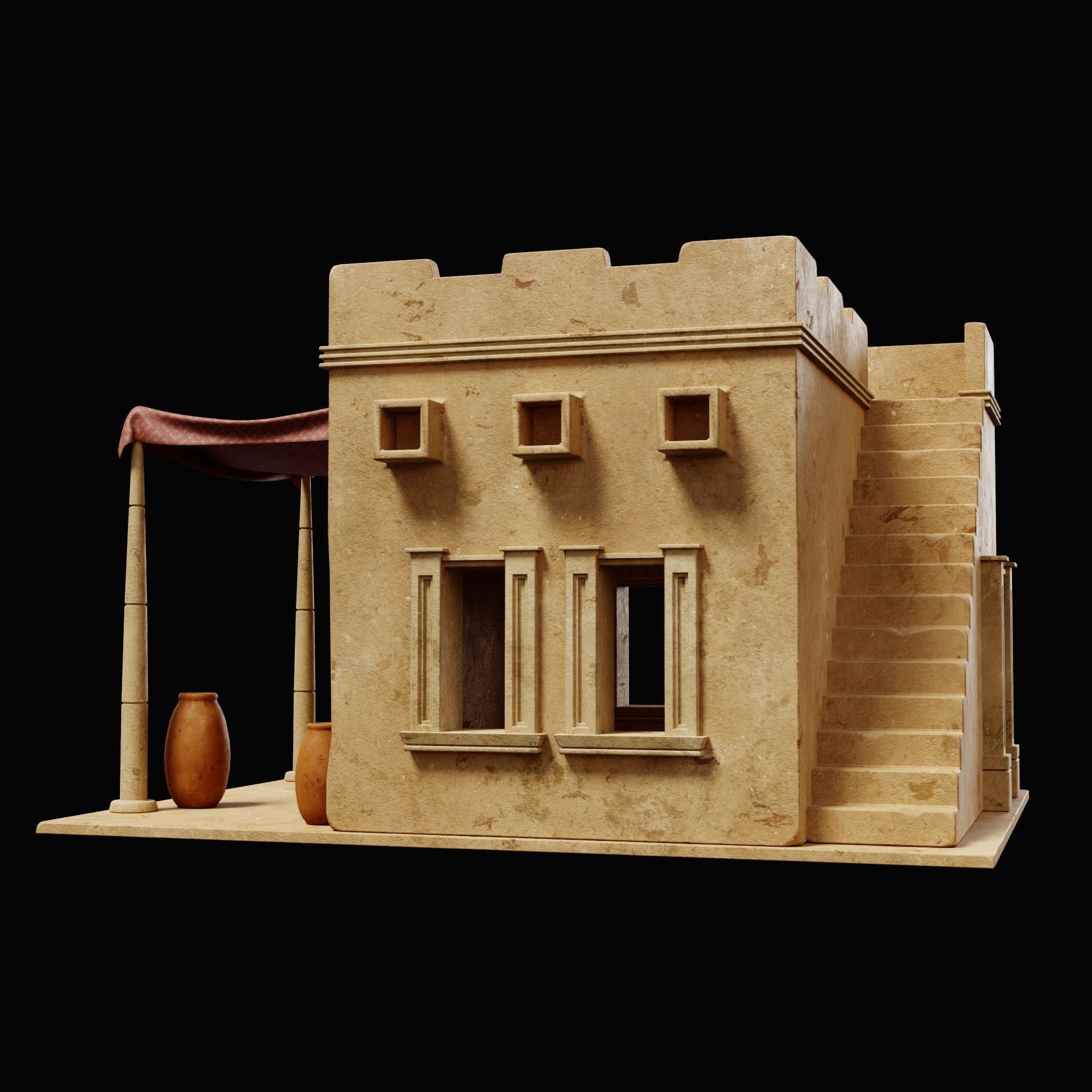 EGYPTIAN ARAB DESERT HOUSE HUT CLAY COTTAGE SHELTER COLLECTION Low-poly 3D model_37
