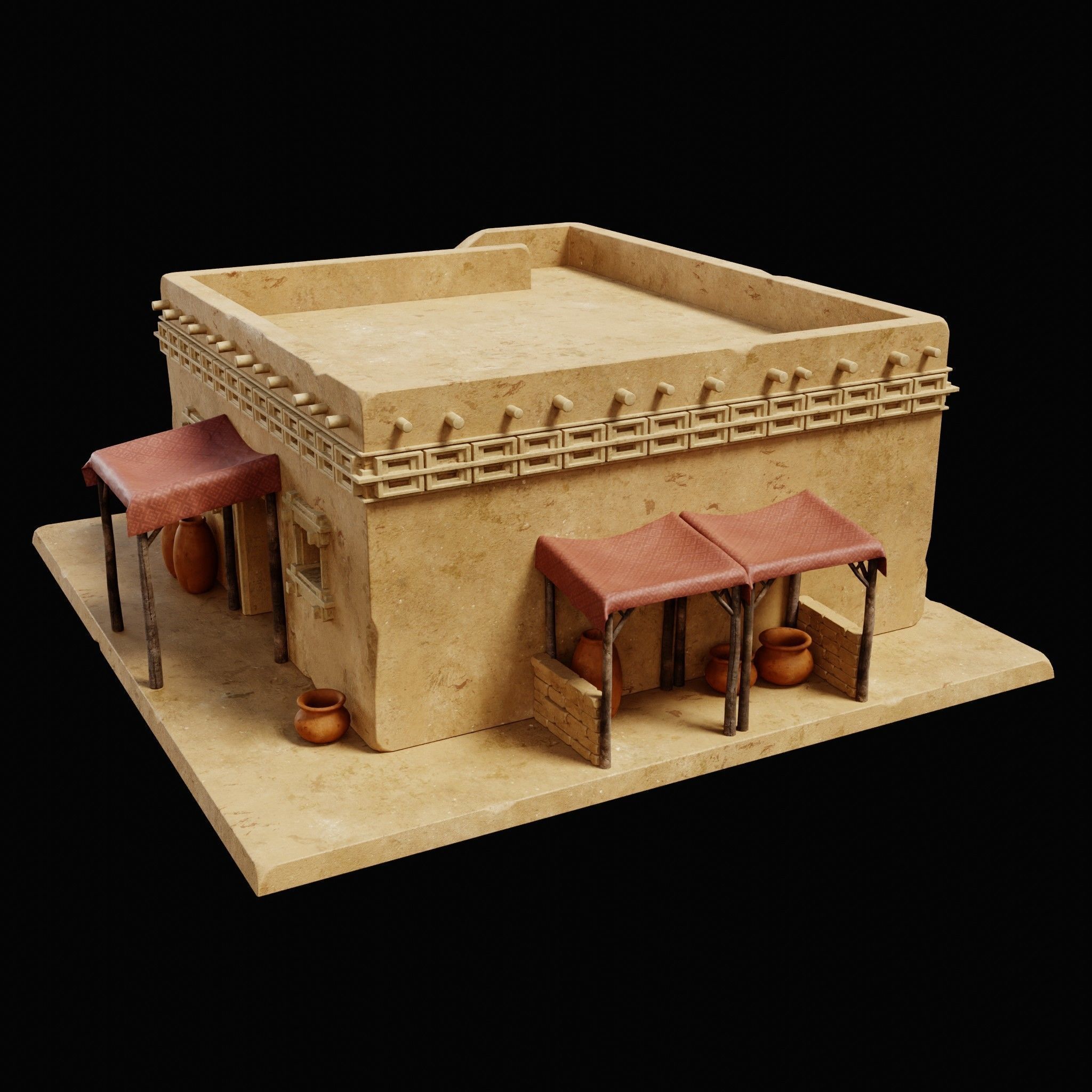 EGYPTIAN ARAB DESERT HOUSE HUT CLAY COTTAGE SHELTER COLLECTION Low-poly 3D model_19
