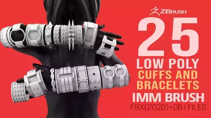 25 low poly arm cuff and bracelet shapes IMM set