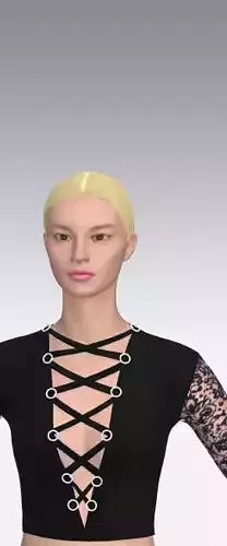 Blouse lace slevee black cross strap look  Low-poly 3D model