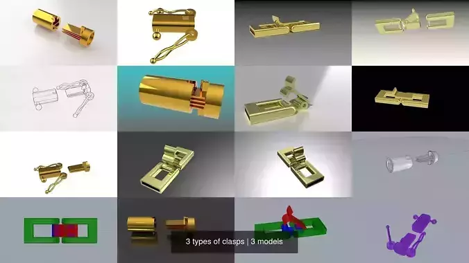 3 types of clasps 3D Model Collection
