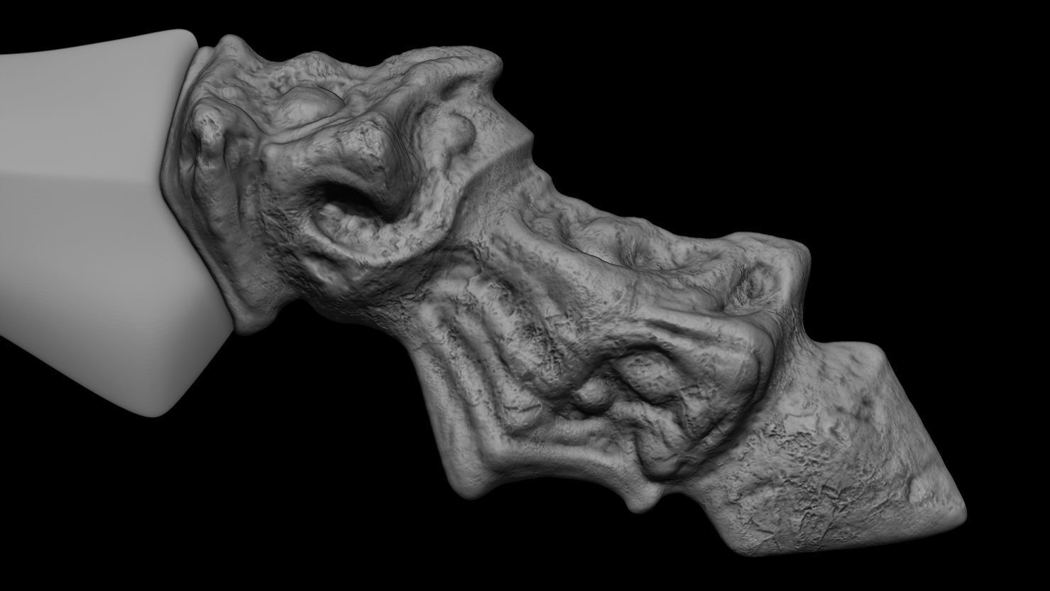 3D PRINTABLE SHAMAN PREDATOR BIOMASK AND CEREMONIAL DAGGER 3D print model_27