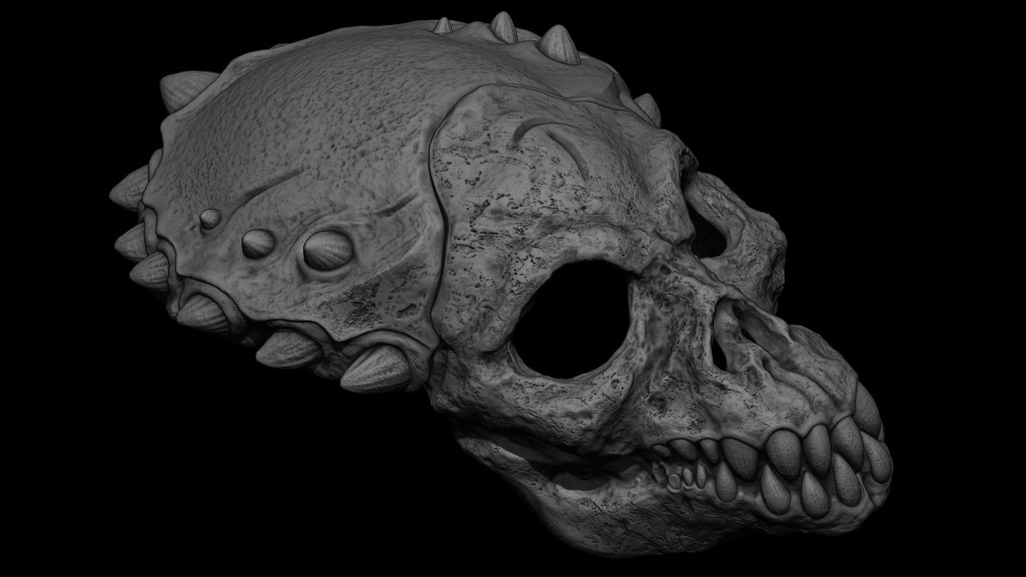 3D PRINTABLE SHAMAN PREDATOR BIOMASK AND CEREMONIAL DAGGER 3D print model_13