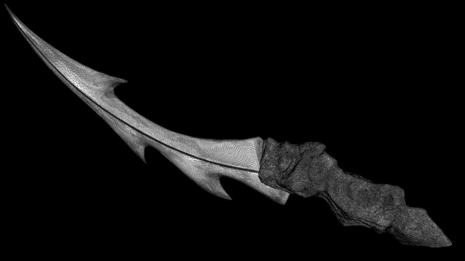 3D PRINTABLE SHAMAN PREDATOR BIOMASK AND CEREMONIAL DAGGER 3D print model_26