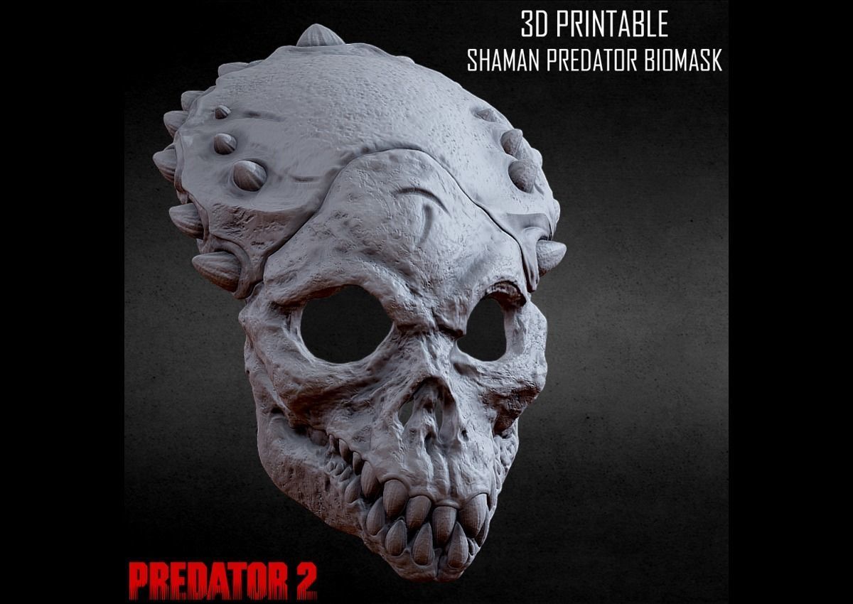 3D PRINTABLE SHAMAN PREDATOR BIOMASK AND CEREMONIAL DAGGER 3D print model_3