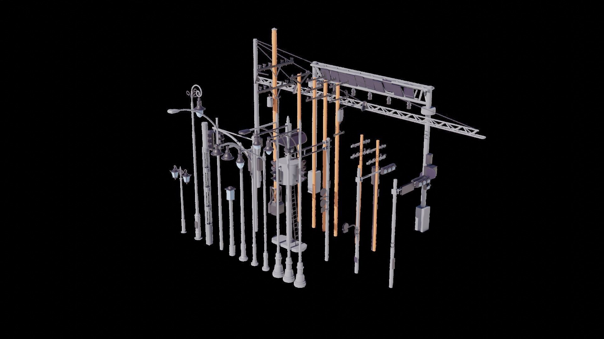Street Electric Assets Low-poly 3D model_4
