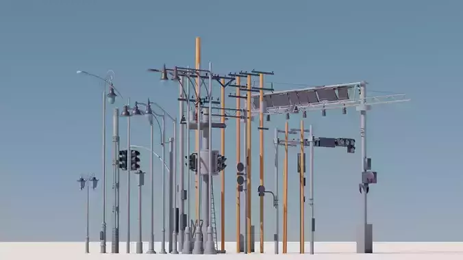 Street Electric Assets Low-poly 3D model