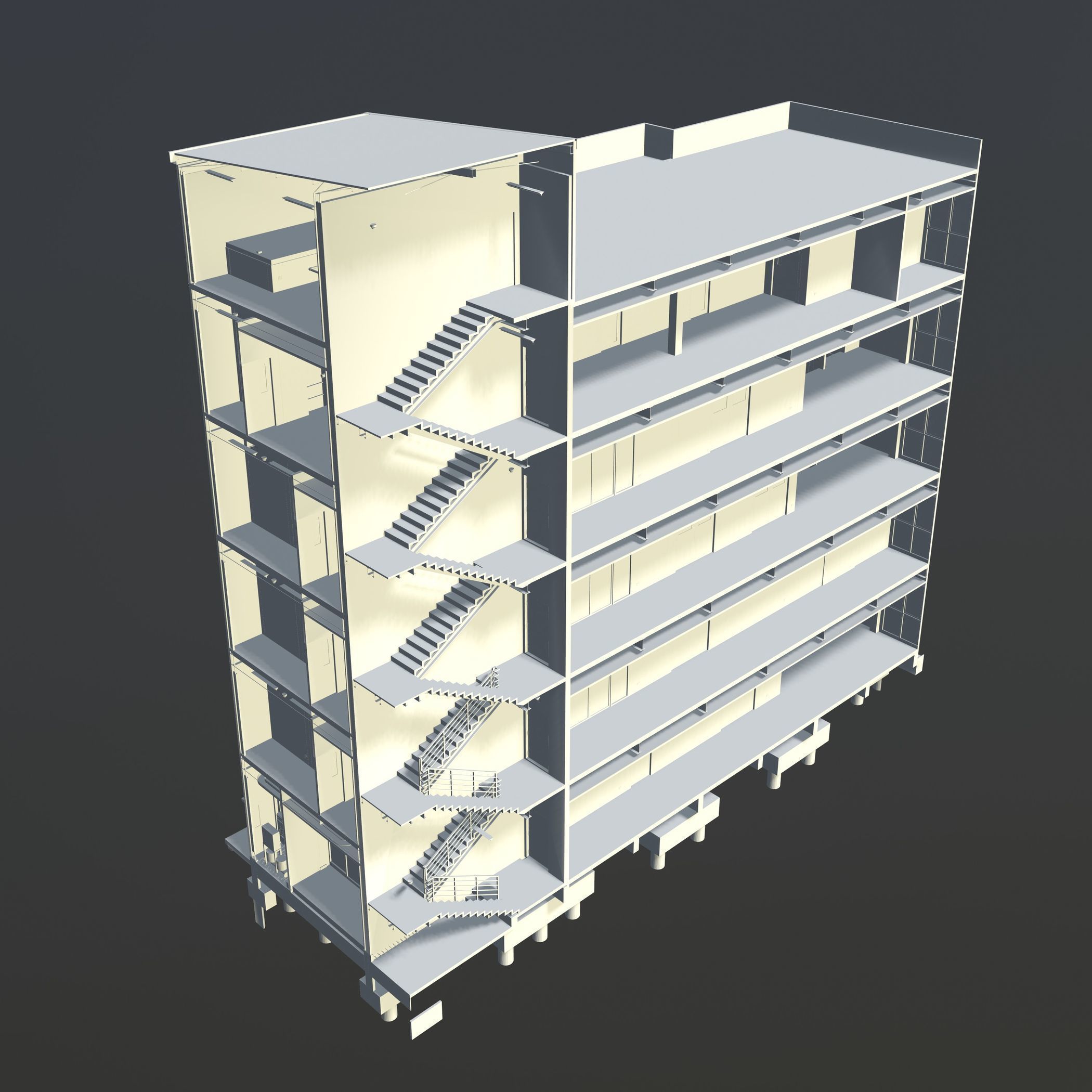 Building in section cut 3D model_4